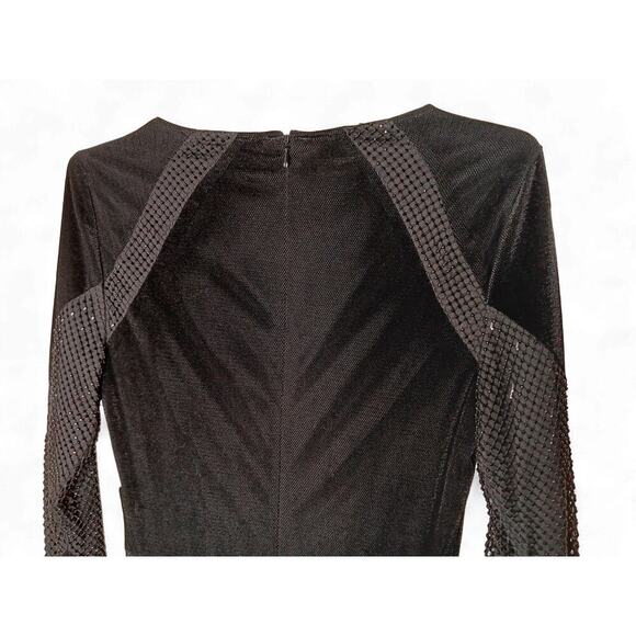 New with tags Donna Karan New York Black Mesh Velvet Sequin Dress Size 4 $495 - Picture 11 of 16